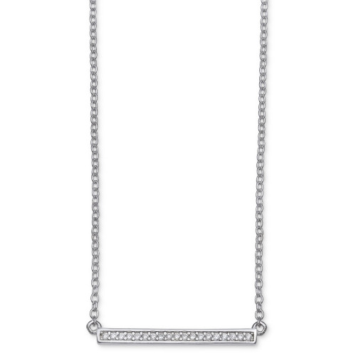 Cubic Zirconia Pavé 16" Bar Necklace in Sterling Silver, Created for Macy's