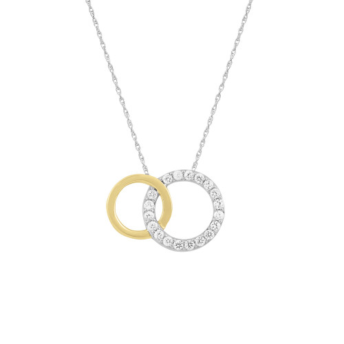 241 WEAR IT BOTH WAYS Diamond Interlocking Circle Pendant Necklace (1/5 ct. t.w.) in 14k Two-Tone White and Yellow Gold