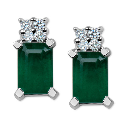 Emerald (1-1/5 ct. t.w.) & Diamond Earrings in 14k White Gold