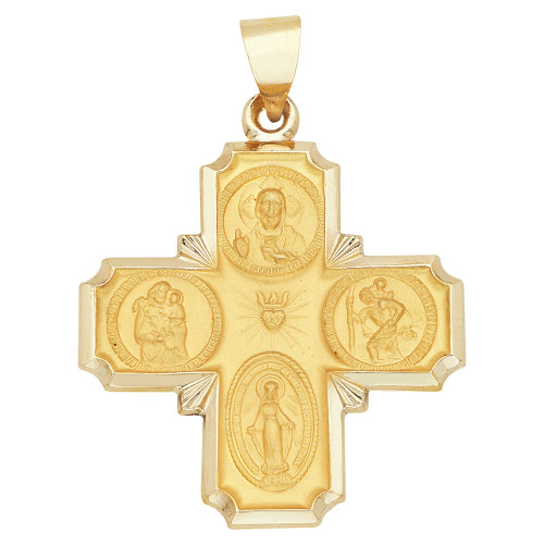 4-Way Medal Cross Pendant in 14k Yellow Gold