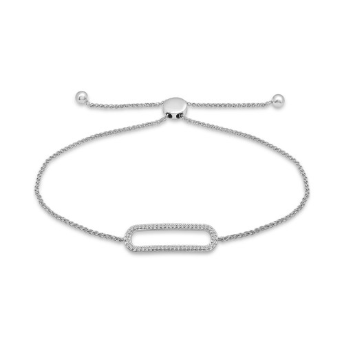 Diamond Pavé Large Link Bolo Bracelet (1/6 ct. t.w.) in 10k White Gold, Created for Macy's