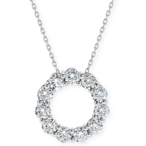Diamond Circle Pendant Necklace (1 ct. t.w.) in 14k White Gold, 16" + 2" extender