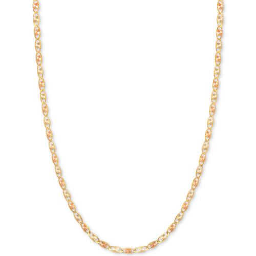 18" Tri-Color Valentina Chain Necklace (1/5mm) in 14k Gold, White Gold & Rose Gold