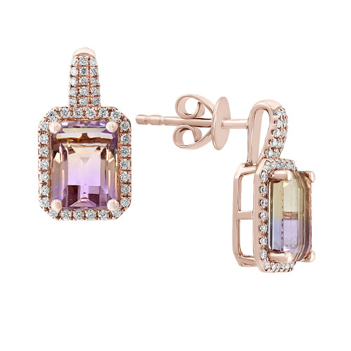 Ametrine (2-7/8 ct. t.w.) & Diamond (1/4 ct. t.w.) Drop Earrings in 14k Rose Gold