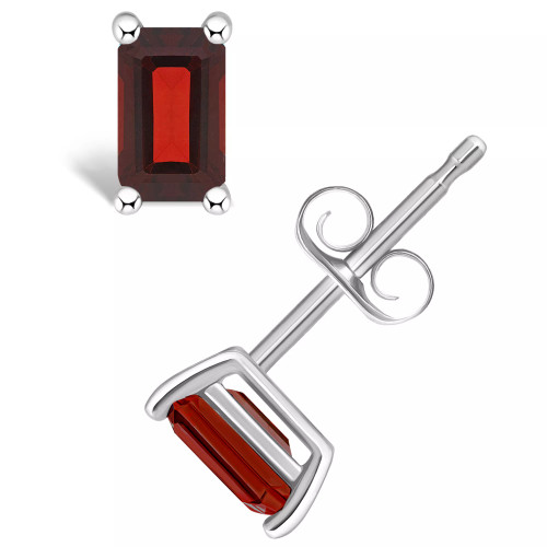 Garnet Stud Earrings (3/4 ct.t.w) 14K White Gold Plated or 14K Yellow Gold