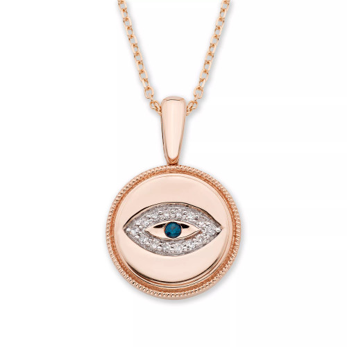 Diamond (1/20 ct. t.w.) Evil Eye Pendant in 14k Yellow or Rose Gold