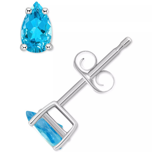 Blue Topaz Pear Stud Earrings (1/2 ct. t.w.) in 14k Gold