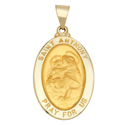 Saint Anthony Oval Medal Pendant in 14k Yellow Gold
