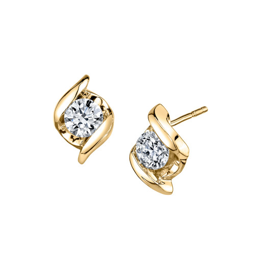 Diamond (1/3 ct. t.w.) Twist Earrings in 14k Yellow Gold