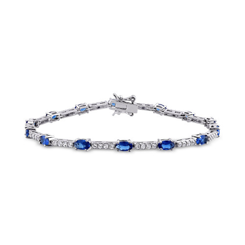 Lab-Created Blue Sapphire (5-5/8 ct. t.w.) & Lab-Created White Sapphire (1-1/8 ct. t.w.) Link Bracelet in Sterling Silver