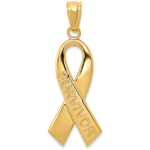 Survivor Ribbon Charm Pendant in 14k Gold