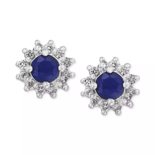 Royalty Inspired by EFFY® Sapphire (5/8 ct. t.w.) and Diamond (1/4 ct. t.w.) Stud in 14k Yellow Gold (Also Available in Emerald)