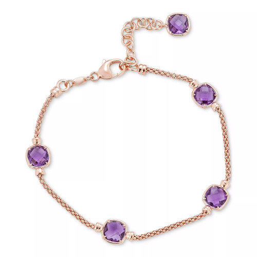 Amethyst Station Link Bracelet (4 ct. t.w.) in 14k Rose Gold-Plated Sterling Silver (Also in Citrine)