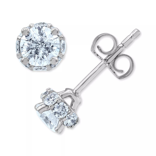 Diamond (1 ct. t.w.) Halo Stud Earrings in 14K White, Yellow and Rose Gold