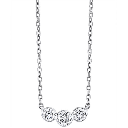 Diamond Three Stone 18" Collar Necklace (1/2 ct. t.w.) in 14k White Gold