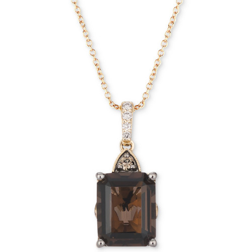 Chocolate Quartz (2-5/8 ct. t.w.) & Diamond (1/10 ct. t.w.) 18" Pendant Necklace in 14k Gold