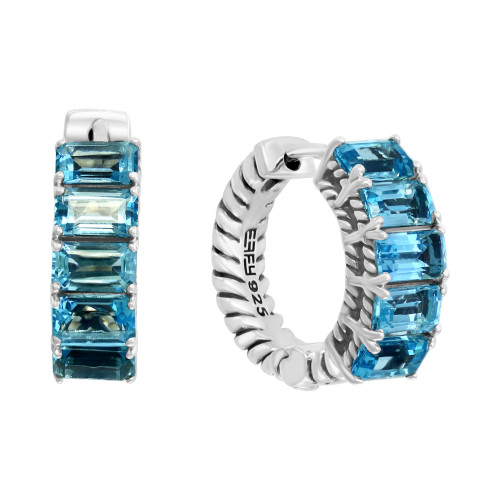EFFY® Blue Topaz Small Hoop Earrings (3-1/3 ct. t.w.) in Sterling Silver, 0.57"
