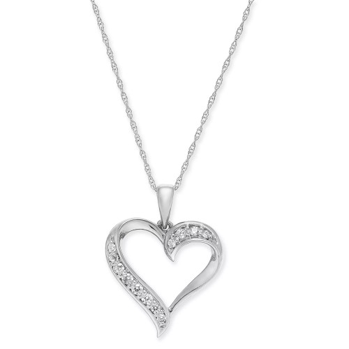 Diamond Heart 18" Pendant Necklace (1/6 ct. t.w.) in 14k Gold (Also available in 14k White or Rose gold)