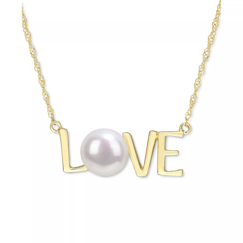 Cultured Freshwater Pearl (7mm) LOVE 17" Pendant Necklace