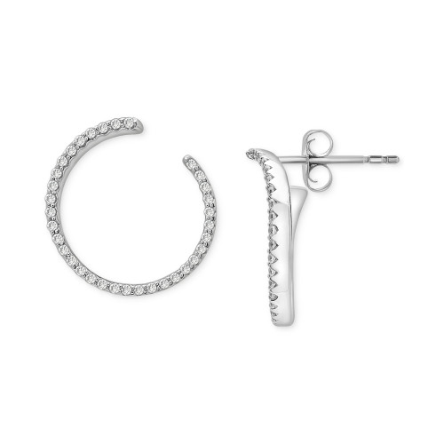 Diamond Spiral Hoop Earrings (1/4 ct. t.w.) in 14k White Gold, Created for Macy's
