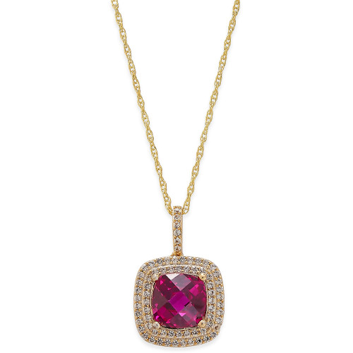 Lab-Created Ruby (2-1/2 ct. t.w.) and White Sapphire (1/3 ct. t.w.) Pendant Necklace in 14k Gold-Plated Sterling Silver