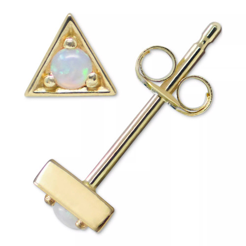 Emerald Triangle Stud Earrings in 14k Gold (Also in Turquoise, Australian Opal, & Sapphire)