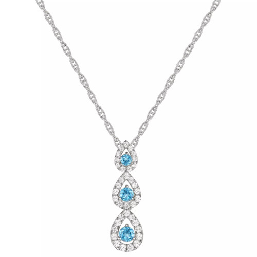 Amethyst (1/5 ct. t.w.) & Diamond (1/4 ct. t.w.) Triple Halo 18" Pendant Necklace in 14k Gold (Also in Garnet, Blue Topaz, Citrine, & Multi-Gemstone)