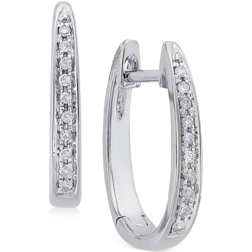 Diamond (1/10 ct. t.w.) Channel-Set Hoop Earrings in 14K White Gold
