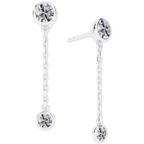 Diamond Bezel Chain Drop Earrings (3/8 ct. t.w.) in 14k White Gold