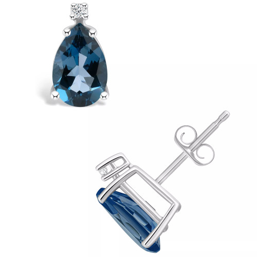 London Blue Topaz (2-1/10 ct. t.w.) and Diamond Accent Stud Earrings in 14K Yellow Gold or 14K White Gold