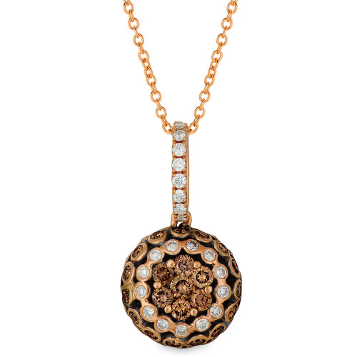 Chocolate Diamond (5/8 ct. t.w.) & Vanilla Diamond (1/4 ct. t.w.) Halo 18" Pendant Necklace in 14k Rose Gold