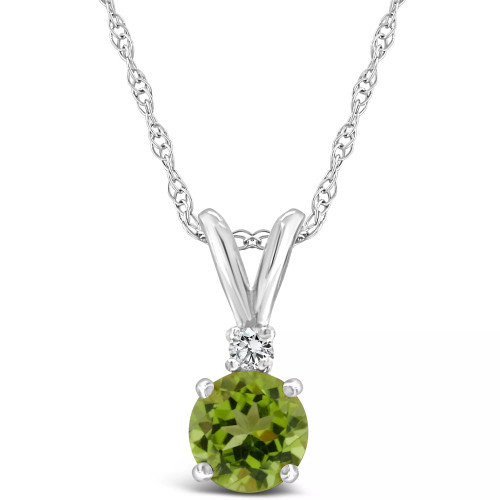 Peridot (1/2 ct. t.w.) and Diamond Accent Pendant Necklace in 14K Yellow Gold or 14K White Gold