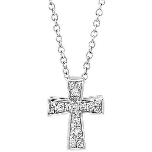 EFFY® Diamond Cross 18" Pendant Necklace (1/10 ct. t.w.) in Sterling Silver