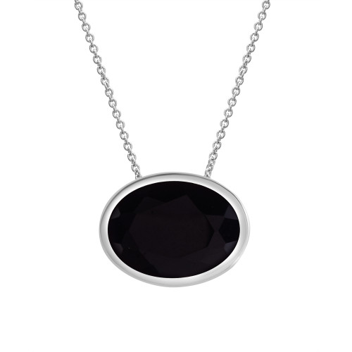 Onyx (14mm x 10mm) Oval Pendant Necklace