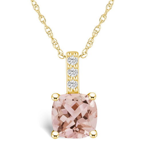Morganite (2 Ct. T.W.) and Diamond Accent Pendant Necklace in 14K Yellow Gold