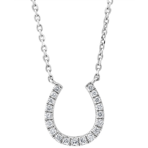 EFFY® Diamond Horseshoe 18" Pendant Necklace (1/6 ct. t.w.) in Sterling Silver