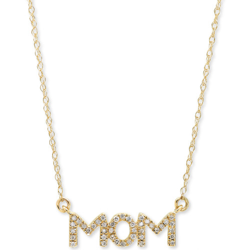 Diamond MOM 18" Pendant Necklace (1/10 ct. t.w.) in 10k Gold