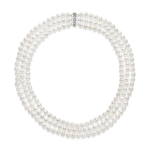 Cultured Freshwater Pearl Three Layer Necklace (7-8mm)