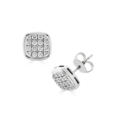 Diamond Micropave Stud Earrings (1/2 ct. t.w.) in 14K White Gold