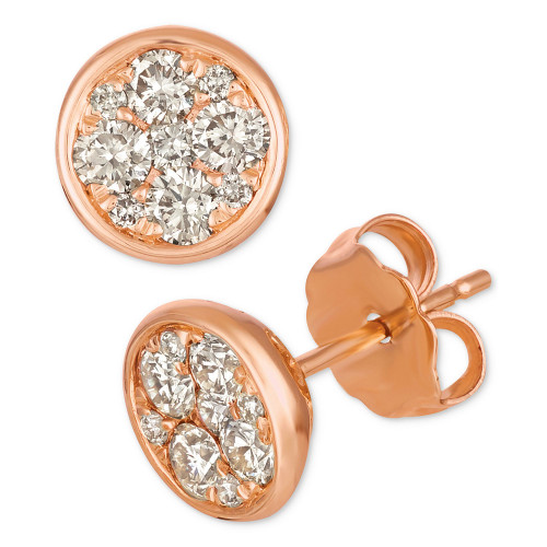 Strawberry & Nude™ Diamond Cluster Stud Earrings (1/2 ct. t.w.) in 14k Rose Gold