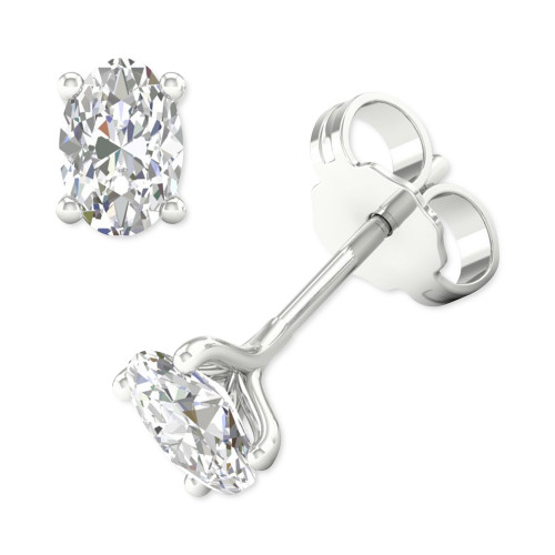 Diamond Oval Stud Earrings (1/2 ct. t.w.) in 14k White Gold