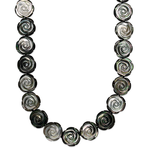 Sterling Silver Necklace, Cultured Tahitian Mother of Pearl Flower Necklace