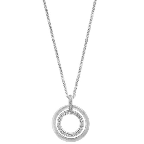 EFFY® Diamond Double Circle 18" Pendant Necklace (1/10 ct. t.w.) in Sterling Silver