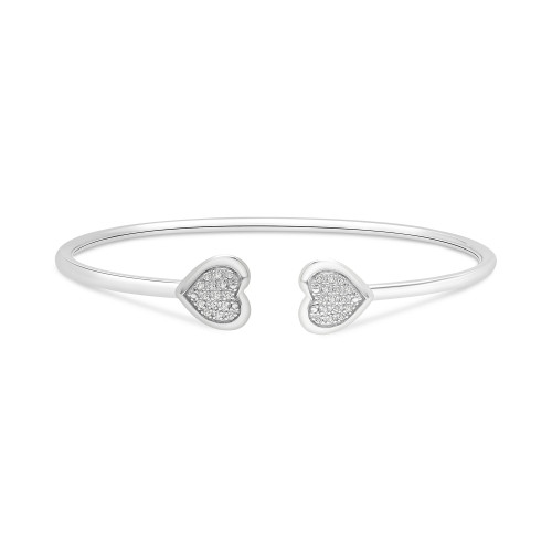 Diamond Heart Cluster Flex Bangle Bracelet (1/6 ct. t.w.) in Sterling Silver