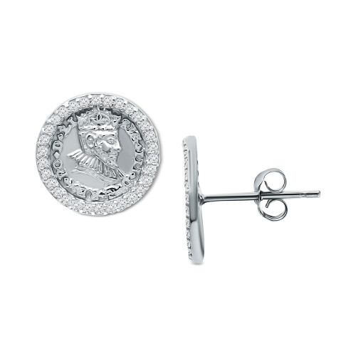 Cubic Zirconia Coin Stud Earrings in Sterling Silver, Created for Macy's