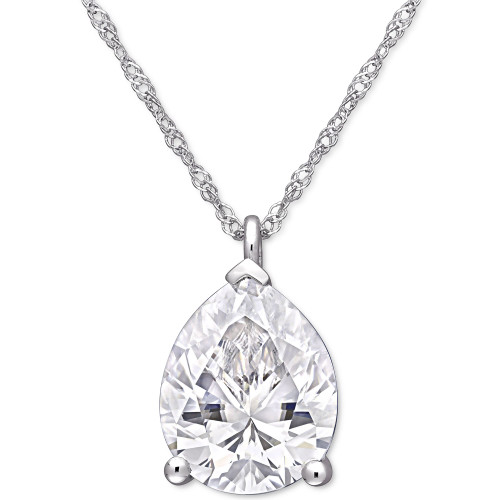Lab-Created Moissanite Pear-Cut 17" Pendant Necklace (3-1/4 ct. t.w.) in 14k White Gold