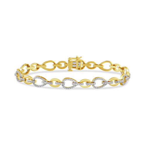 Diamond Open Pear Link Bracelet (1 ct. t.w.) in 14k Gold-Plated Sterling Silver