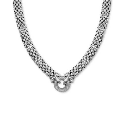 Diamond Circle Mesh 17" Statement Necklace (1/3 ct. t.w.) in Sterling Silver