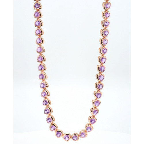 Amethyst Heart All-Around 17" Collar Necklace  (13-1/2 ct. t.w.) in Rose Gold-Plated Sterling Silver