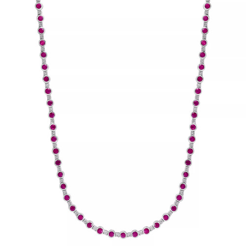 EFFY® Ruby (7-3/4 ct. t.w.) & Diamond (1/4 ct. t.w.) 18" Tennis Necklace in Sterling Silver (Also available in Sapphire)